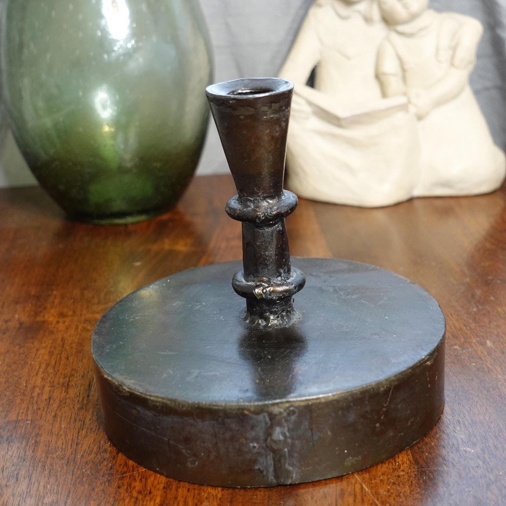 Metal rustic short candle stick holder